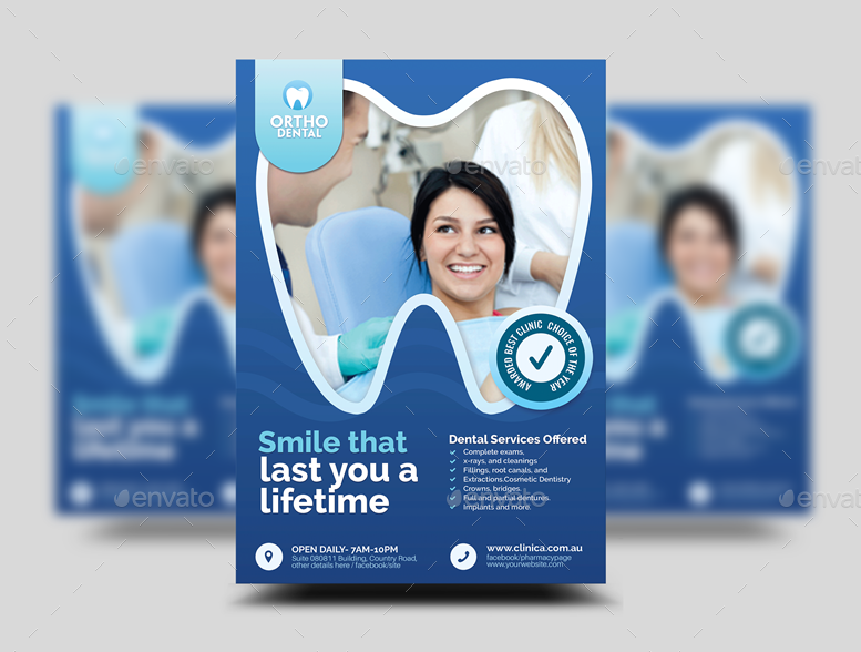 Dental Clinic Promotional Flyer, Print Templates GraphicRiver